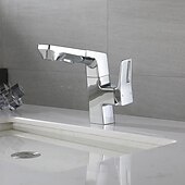 cheap Bathroom Sink Faucets-Bathroom Sink Faucet - Rotatable / Pull out / Classic Electroplated Centerset Single Handle One HoleBath Taps