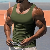 baratos Tops de ginásio-Homens Camiseta Malha Íntima Top de colete Camiseta Interior Sem Manga Decote Redondo Primavera Verão Tecido Moda Designer Básico Sexy Férias Rua Para Noite Preto Branco Vermelho Top Tee para Homens