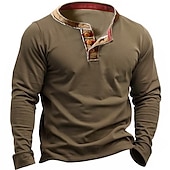Χαμηλού Κόστους Casual Tee Henley-Ανδρικά Μπλουζάκι με κουμπί Πουκάμισο Henley Μακρυμάνικο πουκάμισο Μακρυμάνικο Χένλι Άνοιξη &amp; Χειμώνας Σκέτο Βασικό Καθημερινό Άνετο Κουμπί-Κάτω Διακοπές Αθλητικά Αργίες