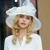 economico Fascinator-Fascinators kentucky derby cappello in fibra di bowler / cappello a cloche cappello a secchiello cappello floscio da sposa tea party matrimonio elegante con fiocco di piume copricapo copricapo
