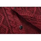 tanie męski sweter rozpinany-Męskie Sukienka Sweter Sweter Rozpinany Kable Robić na drutach Dzianiny Jednokolorowe Kołnierz stawiany Elegancki Codzienny Na zewnątrz Dom Odzież Jesień Zima Czarny Czerwony S M L