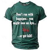cheap St. Patrick's Day T shirts-St. Patrick Men's Graphic Shamrock Don't Run with Bagpipes-You Might Lose an Aye or Get Kilt Lucky Irish T Shirt T shirt Tee Short Sleeve T shirt 3D Print Crew Neck Shirt Daily Designer Retro Vintage