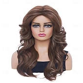 economico Parrucche storiche-Parrucche vintage Rugelyss parrucca mista marrone per donne parrucche sintetiche a strati complete per cosplay costume parrucche disco degli anni &#039;60 &#039;70 &#039;80 di Halloween