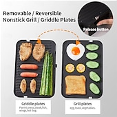 preiswerte Küchengeräte-Elektrischer Kontaktgrill, digitale Grillplatte und Presse, optionale Waffeleisenplatten, 180-Grad-Grill, elektrischer Antihaft-Grill