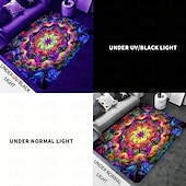 Недорогие Черные ковры-Ковер с принтом Blacklight, УФ-реактивный светящийся в темноте ковер, большой нескользящий коврик для декора комнаты