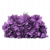abordables Sacs-Femmes Pochette Sac de soirée Satin Soirée Saint-Valentin Strass Chaîne Couleur Unie Violet