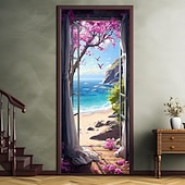 levne Garážové a dveřní bannery-okna pohled na pláž kryty dveří nástěnná malba výzdoba dveří gobelín dekorace záclona pozadí banner dveří odnímatelný pro přední dveře vnitřní venkovní domácí dekorace pokoje farma výzdoba zásoby
