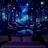 billiga Blacklight tapestries-blacklight gobeläng uv reaktiv glöd i mörkret lyktstolpe trippy dimmig natur landskap hängande gobeläng väggkonst väggmålning för vardagsrum sovrum glöd fest