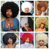 levne Párty paruky-paruka afro kudrnaté paruky 70. let pro černé ženy nošení bez lepku a měkké černé afro paruky velké skákací a měkké přirozeně vypadající plné paruky pro denní party cosplay kostým halloweeen