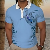 cheap Men&#039;s Hawaiian Polo-Kentucky Derby Men&#039;s Resort Golf Shirt Short Sleeve Polo Shirts Collared Shirts Casual Beach Wear Vacation Wear Tropical Wear Party Outfits Buttons 3D Print Summer White Blue Purple