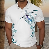 cheap Men&#039;s Hawaiian Polo-Kentucky Derby Men&#039;s Resort Golf Shirt Short Sleeve Polo Shirts Collared Shirts Casual Beach Wear Vacation Wear Tropical Wear Party Outfits Buttons 3D Print Summer White Blue Purple