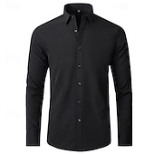 voordelige strijkvrije overhemden voor heren-Voor heren Overhemd Overhemd met knopen Zwart Wit Wijn Lange mouw Effen Revers Lente &amp; Herfst Bruiloft Feest Kleding