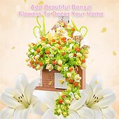 baratos Brinquedos de Montar-Presentes do dia das mulheres buquê de flores conjunto de construção flores casa bonsai plantas com luz led coleção botânica decoração de parede brinquedo de construção criativa presentes do dia das
