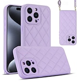 Недорогие Чехлы для iPhone-телефон Кейс для Назначение iPhone 15 Pro Max iPhone 14 13 12 11 Pro Max X XR XS 8 7 Plus Кейс на заднюю панель с ремешком с ремешком на запястье Защита от удара Геометрический рисунок ТПУ Кожа PU