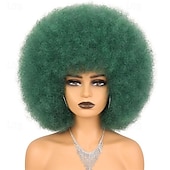 economico Parrucche da festa-parrucche afro rosse per donne nere parrucca senza colla da indossare e andare da 10 pollici parrucche afro ricce parrucche sintetiche color borgogna per feste quotidiane costume cosplay uso