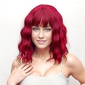 billige Syntetiske trendy parykker-kort ombre blond parykk med smell skulderlengde krøllete bob parykk for kvinner naturlig utseende syntetisk krøllet blond bob parykk for fest og daglig bruk