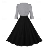 billige Kjoler-Retro / vintage 1950-tallet Vintage kjole Cocktailkjole Swing kjole Flare kjole Rutet Dame Maskerade Fest / aften Utdrikningslag Voksne Kjole Hjemkomstkjoler