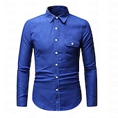 economico camicie da uomo no stiro-Per uomo Camicia Camicie Camicia con bottoni Liscio Matrimonio Giornaliero Nero Bianco Giallo Vino Manica lunga Collo ripiegabile Primavera &amp; Autunno Abbigliamento Tasche