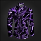 economico Geometrica-Per uomo Geometrica Graffiti Camicia con bottoni Camicie stampate Manica lunga Sottoculturale Da mare Feste Strada Primavera estate Collo ripiegabile Stampa Bottone giù Rosa Rosso Blu Azzurro cielo