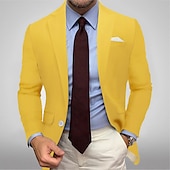 abordables Blazers et vestes-Veste de blazer pour hommes veste de sport décontractée colorée noire blanche jaune coupe standard simple boutonnage un bouton
