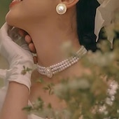 abordables Parures de Bijoux-ensembles de bijoux de mariée 1 ensemble boucles d&#039;oreilles en alliage de perles d&#039;imitation collier ensemble de bijoux artistiques de mode élégants pour femmes pour fête de mariage invité de mariage