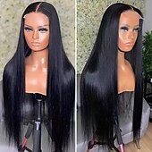 cheap Human Hair Lace Front Wigs-Ishow 6x6 Human Hair Lace Frontal Wig Transparent Straight Human Hair 180% Density