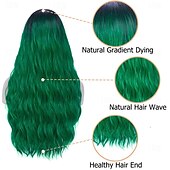 voordelige Feestpruiken-groene pruiken voor vrouwen 26 lange ombre groene haar pruik krullend golvend schattige zachte pruiken voor st patricks day feest st. patrick&#039;s day pruiken
