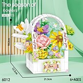ieftine Jucării de Construit-cadouri de ziua femeii floarea soarelui hibiscus floare eternă bloc de construcție particule mici puzzle asamblare jucărie plantă în ghiveci decorare cuplu cadou de ziua îndrăgostiților cadouri de