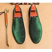 preiswerte Halbformell-Herren Loafer &amp; Slip On Übergrössen Loafer fahren Wanderschuhe Geschäftlich Britisch Hochzeit Party &amp; Abend St. Patricks Day Stoff Schwarz Weiß Blau Frühling Herbst