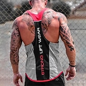 preiswerte Fitness Tank-Tops-Herren Tank Top Weste Unterhemd Ärmelloses Shirt Ärmellos U-Ausschnitt Sommer Farbblock Mode Designer Basic Urlaub Straße Ausgehen Schwarz Weiß Rot Top T-Shirt für Herren