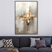 preiswerte Ölgemälde-Großes handgemaltes Blattgoldgemälde auf Leinwand, abstraktes beiges Ölgemälde, luxuriöse Kunst, strukturiertes Gemälde, handgemalte Kunst, goldenes Ölgemälde, Wanddekoration für Hoteldekoration