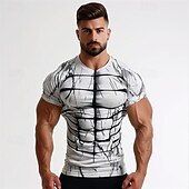levne 3D trička-Pánské Grafika Sval Tričko Krátký rukáv tričko 3D tisk Tričkový Košile Denní Na běžné nošení Subkultůra Outdoorové sporty Dovolená Jdeme ven Bílá studená bílá Světle šedá Jaro léto Oblečení S M L XL