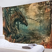 cheap Animal Tapestries-Vintage Dragon Hanging Tapestry Wall Art Large Tapestry Mural Decor Photograph Backdrop Blanket Curtain Home Bedroom Living Room Decoration