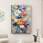 cheap Floral/Botanical Paintings-Oil painting Hand painted Textured Abstract Colorful Flower Oil Painting on Canvas Original pattle knife Flower Painting Nature Planting  Wall Decor for Bedroom Home Decor  Wall Art