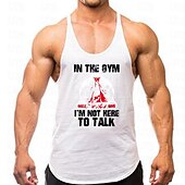 お買い得  メンズおもしろTシャツ-ジムワークアウト用メンズタンクトップ - &#039;ジムでは話をするためにここにいない&#039; グラフィックレーサーバック