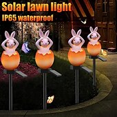 tanie Światełka Wielkanocne-wielkanocna słoneczna lampa ogrodowa królik żaba zwierzęca lampa słoneczna z żywicy na zewnątrz wodoodporny wystrój drewniany stos lampa wakacje dziedziniec chodnik trawnik dekoracja zewnętrzna 1 szt.