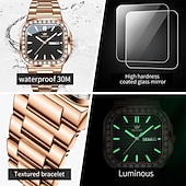 halpa Kvartsikellot-OLEVS miesten tankokello minimalistinen timanttikello muotipuku analoginen kvartsikello miesten kellot suorakulmainen vedenkestävä ruostumaton teräs hohtava päivämääräkello Valentinsdaglahja miehille