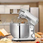 preiswerte Küchengeräte-Küchen-Elektro-Standmixer, 6-Gang-Kippkopf-Lebensmittelmixer mit 6,5-qt-Edelstahlschüssel, Knethaken, Flachrührer, Spritzschutzabdeckung
