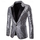 cheap Outfits-Disco 1980s Pants Suits &amp; Blazers Lapel Collar Blazer Disco Sequins Normal Men&#039;s Halloween Masquerade Party Club Pride Parade Adults&#039; Coat Pants