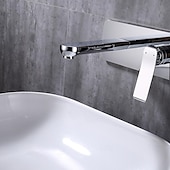 ieftine Robinete Chiuvetă Baie-Baie Chiuveta Robinet - Montare la Perete / Împrăștiat Galvanizat Instalații de Perete Singur mâner două găuriBath Taps