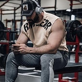 cheap Tank Tops-Men&#039;s Tank Top Vest Top Undershirt Sleeveless Shirt Sleeveless Crewneck Summer Color Block Fashion Designer Basic Vacation Street Going out Black White Khaki Top Tee for Men