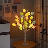 cheap Easter Lights-Easter Decorations White Birch Tree with 24 Pcs Easter Egg Ornaments 24 Warm White LED Lights Easter Egg Tree Centerpiece for Table Spring Home Wedding Birthday Indoor