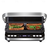 preiswerte Küchengeräte-Elektrischer Kontaktgrill, digitale Grillplatte und Presse, optionale Waffeleisenplatten, 180-Grad-Grill, elektrischer Antihaft-Grill