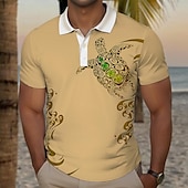 cheap Men&#039;s Hawaiian Polo-Kentucky Derby Men&#039;s Resort Golf Shirt Short Sleeve Polo Shirts Collared Shirts Casual Beach Wear Vacation Wear Tropical Wear Party Outfits Buttons 3D Print Summer White Blue Purple