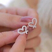 abordables Boucles d&#039;oreilles-Boucles d&#039;oreilles à tige en diamant synthétique pour la Saint-Valentin, classiques, précieuses, élégantes, simples, bijoux en argent blanc pour mariage, fiançailles, 1 paire