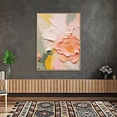 voordelige Olieverfschilderijen-met de hand geschilderd 3D bloem olieverfschilderij op canvas handgemaakte romige getextureerde muur kunst abstracte bloemen schilderij kunst voor woonkamer muur kunst cadeau voor haar madeliefje