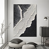 economico Quadri astratti-dipinto a mano dipinto con texture nera dipinto fatto a mano astratto in bianco e nero dipinto in bianco e nero arte della parete dipinto in bianco e nero con texture decorazioni per la casa pronto da