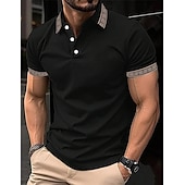 preiswerte Klassisches Poloshirt für Herren-Herren Poloshirt Polos mit Knöpfen Casual Sport Kargen Kurzarm Modisch Basic Farbblock Patchwork Sommer Regular Fit Schwarz Armeegrün Burgunderrot Marinenblau Beige Poloshirt
