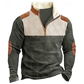 economico Felpe di base-Per uomo Felpa Felpa con zip Felpa di velluto a coste Nero Blu Marrone mezza cerniera Color Block Collage Sportivo Giornaliero Per eventi Vello Streetwear Informale Vello sottile Autunno inverno