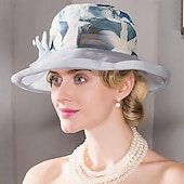 baratos Chapéus de Festa-Chapéus Ice Silk Chapéu de balde Chapéu mole Chapéu de sol Casamento Festa de Chá Elegante Simples Romântico Com Laço Recortes Capacete Chapéu